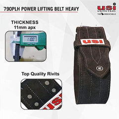 USI UNIVERSAL THE UNBEATABLE Power Lifting Belt, 790PLH (Heavy 10mm Thick Leather, Black, Medium)