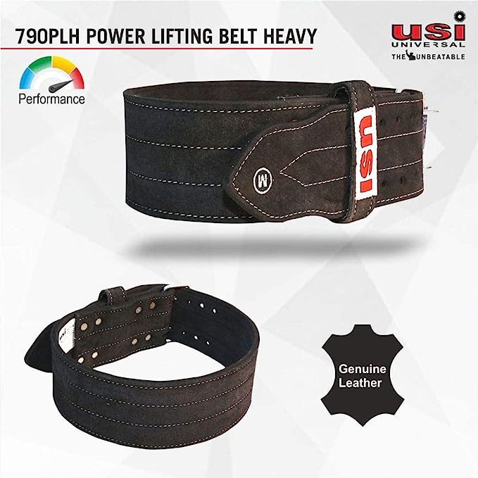 USI UNIVERSAL THE UNBEATABLE Power Lifting Belt, 790PLH (Heavy 10mm Thick Leather, Black, Medium)