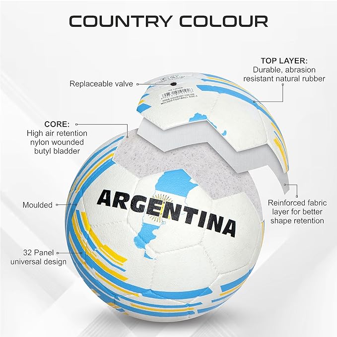 Nivia Country Colour Rubber Moulded Football: Argentina