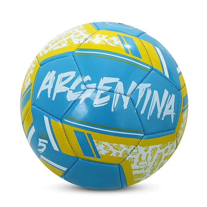 Nivia Spinner Football (ARGENTINA) Machine Stitched/32 Panel/Ball for Hobby, Recreational, Training, Beginner/Soccer Ball/Football Size - 5 (Multicolour)