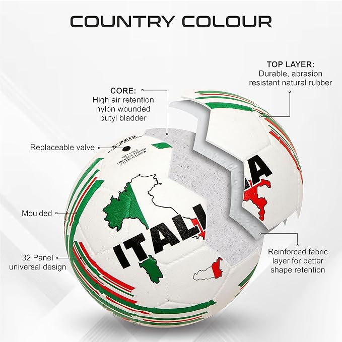 Nivia Country Colour Rubber Moulded Football: Italy