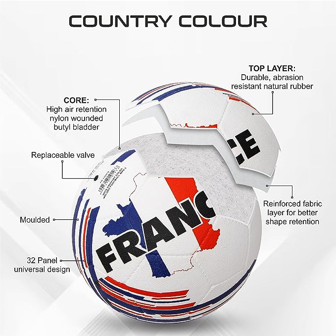 Nivia Country Colour Rubber Moulded Football: France