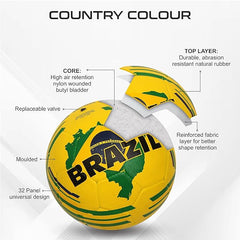 Nivia Country Colour Rubber Moulded Football: Brazil