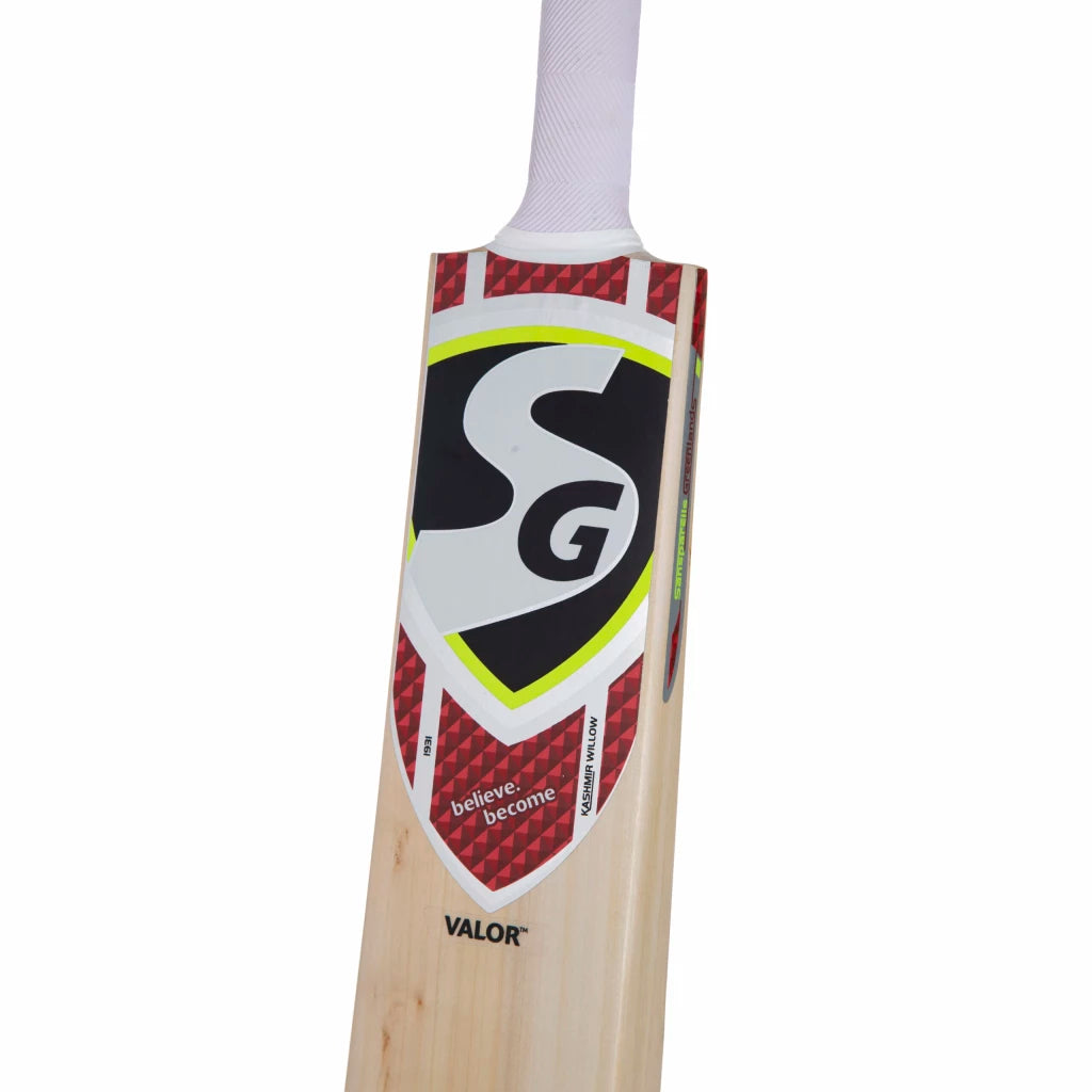 SG Valor Premium Kashmir Willow traditional shaped Cricket Bat (Leather Ball)