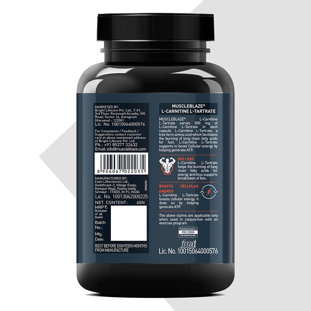 MuscleBlaze L-Carnitine L-Tartrate, 60 capsules