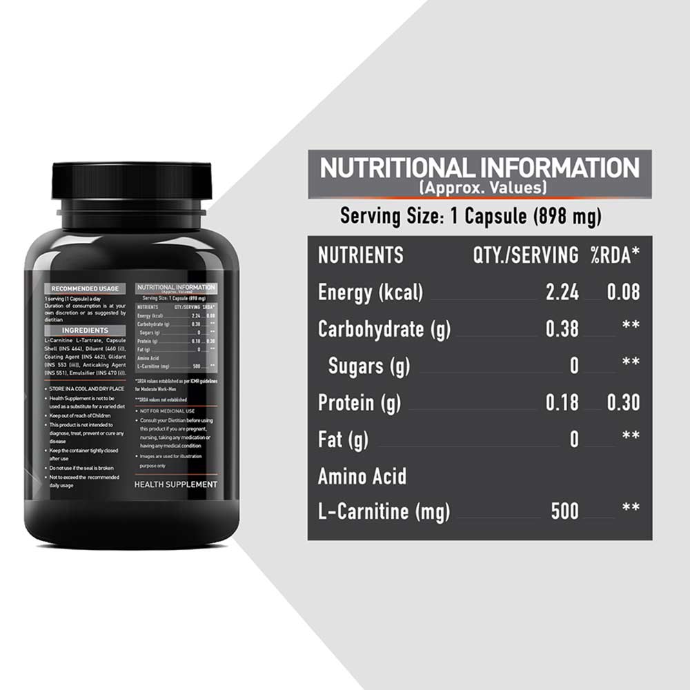 MuscleBlaze L-Carnitine L-Tartrate, 60 capsules